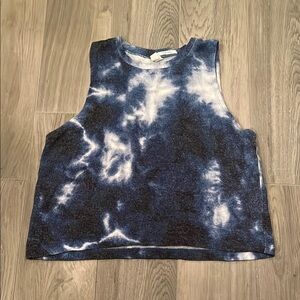 Fornia Women’s Blue and White Tie-Dye Tank Top Size: XS